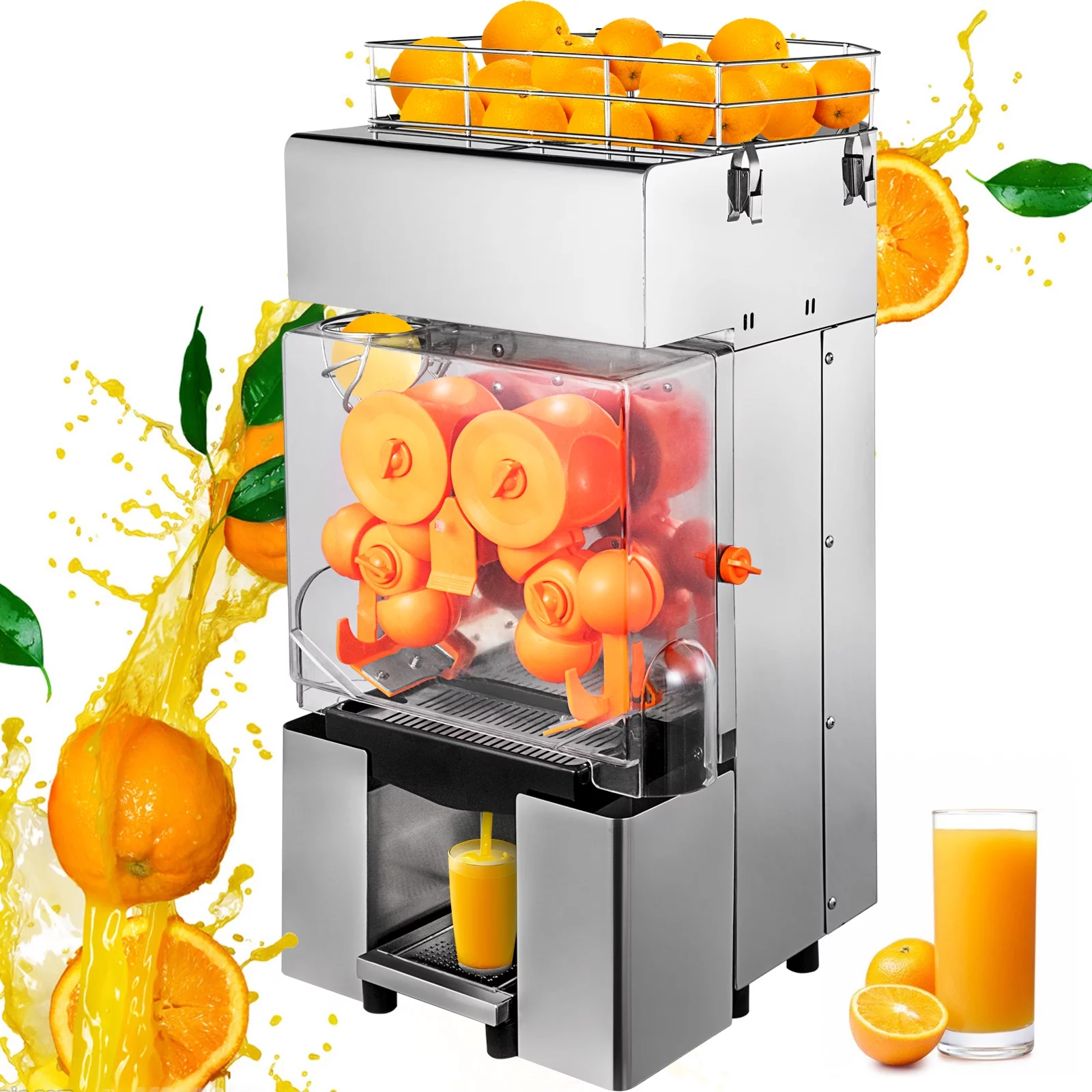 BENTISM 110V Commercial Orange Juicer Machine, Automatic Feeding 120W, 20-30 Oranges Per Minute, Electric Citrus Juice Squeezer with Pull-Out Filter Box, Professional Kitchen Equipment