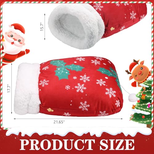 Christmas Cat Sleeping Bag Self Warming Burrow Kitten Bed Winter Pet Cave Sleeping Bag 360°wrap Comfortable Snuggle Sack for Cat Small Dog Pet Winter