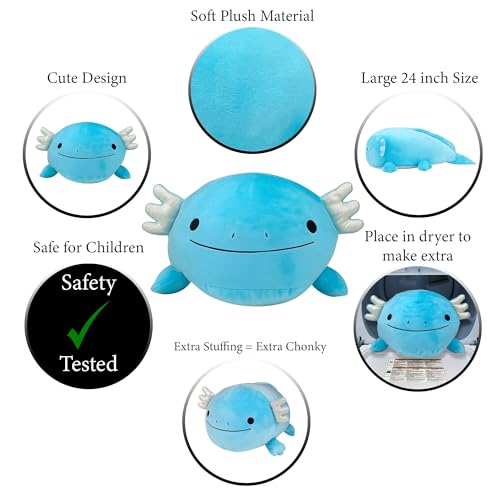 Pineapple Axolotl Plush Toy, 24" Axolotl Stuffed Animal Plushie, Giant Squish Toy, Cute Plushies Kawaii, Gifts for Kids, Girls, Boys, Toddlers (Blue)