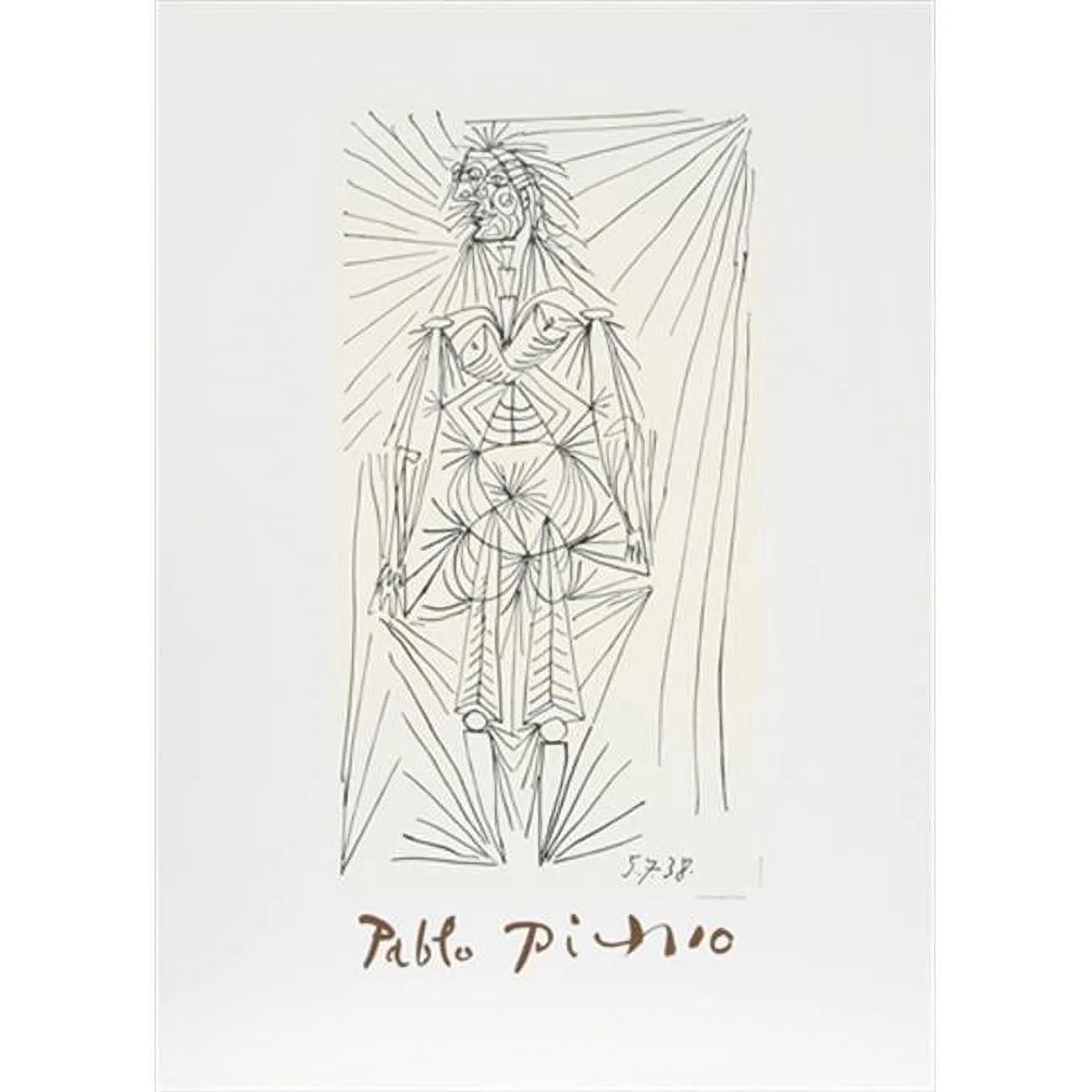 Pablo Picasso  Femme Debout - Black- White - 29 In. x 22 In.