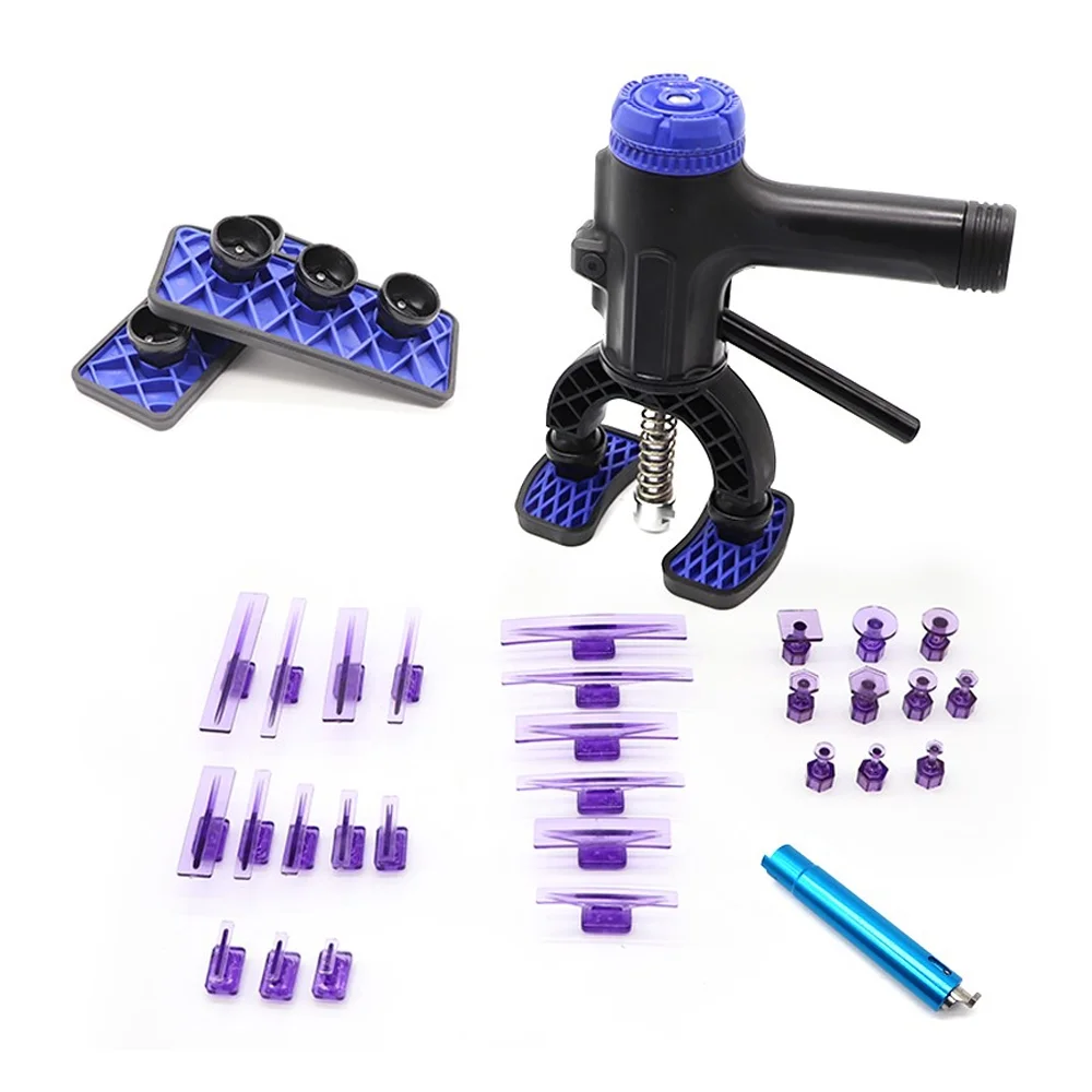 OWSOO Car Dent Repairing Puller Lifter Tool 360° Adjustable Paintless Dent Removal Tool with 28 Glue Puller Tabs for Auto Dent Removal Mirror Dents Door Dings Hail Damage