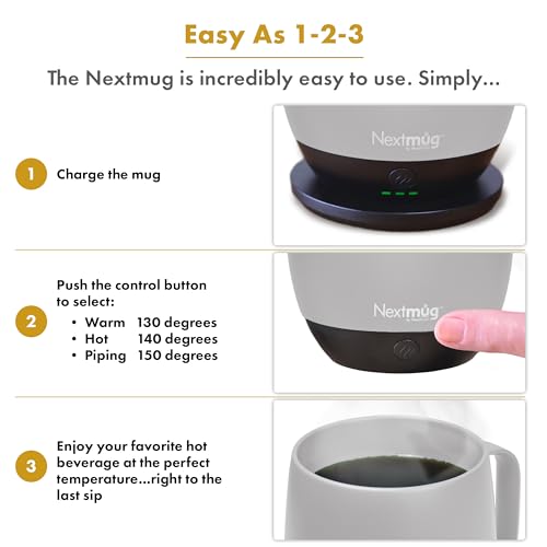 Nextmug - Temperature-Controlled, Self-Heating Coffee Mug (Black - 14 oz.)