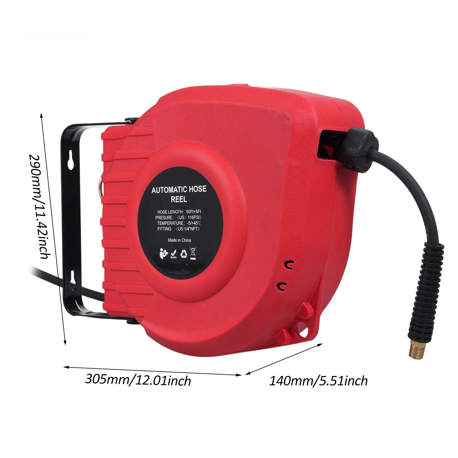 Geevorks Air Hose Reel,And Quick Air Reel X 50ft Compressed Air With And Reel With 180° Swivel With Loaded Swivel And Quick Air Compressor Loaded And350psi Swivel 15+1.5m Loaded Compressed Mount