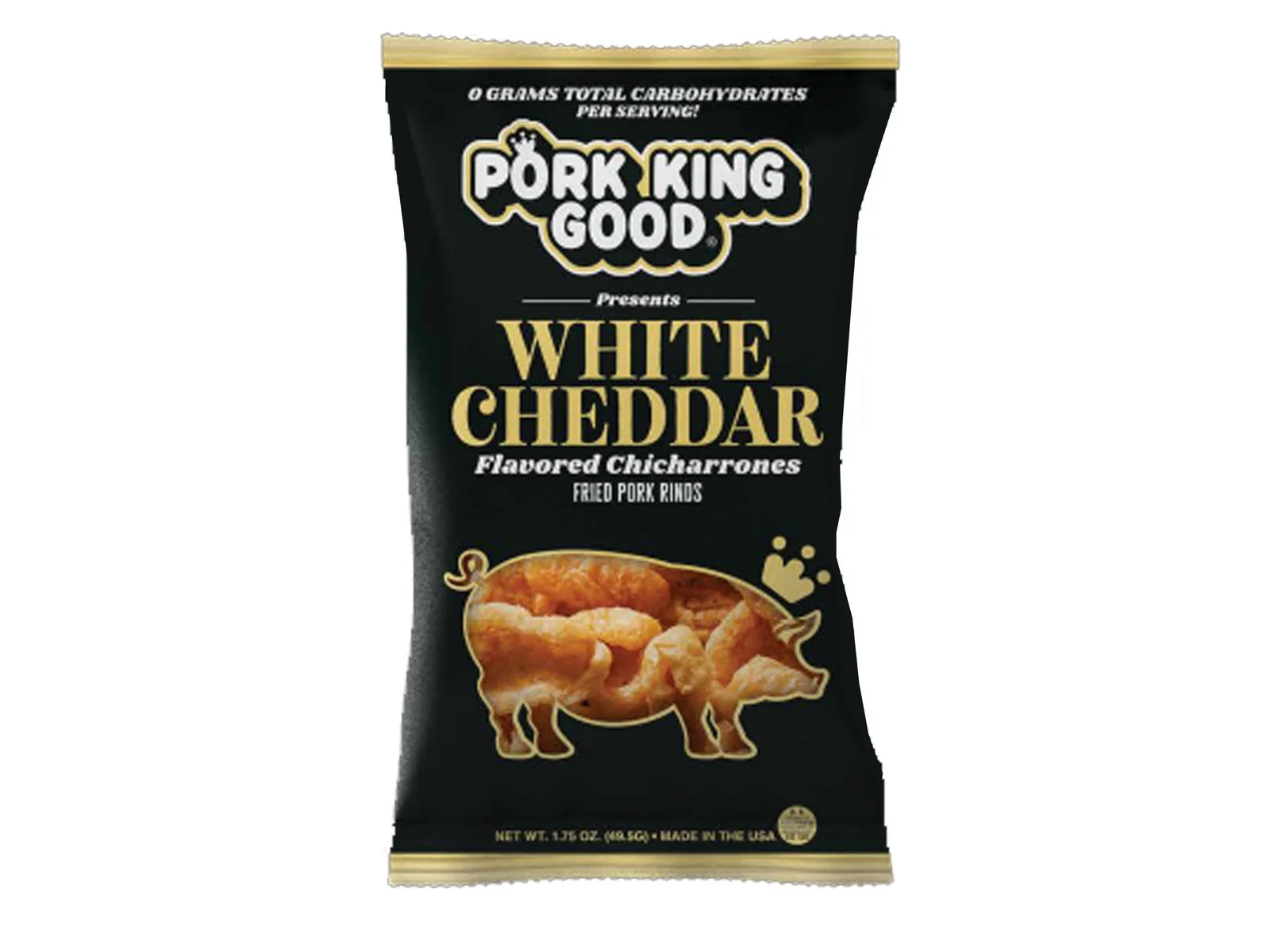 Pork King Good White Cheddar Pork Rinds (Chicharrones) Keto Friendly Snacks, 12-Pack 1.75 oz. Bags