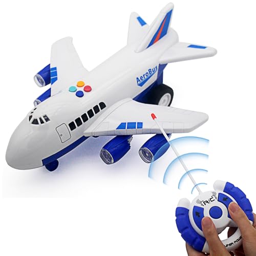 Tipmant 4CH RC Airplane Radio Remote Control Vehicle Car Electric Plane Aircraft Model Toy Music, Light Kids Birthday Gifts (Blue)