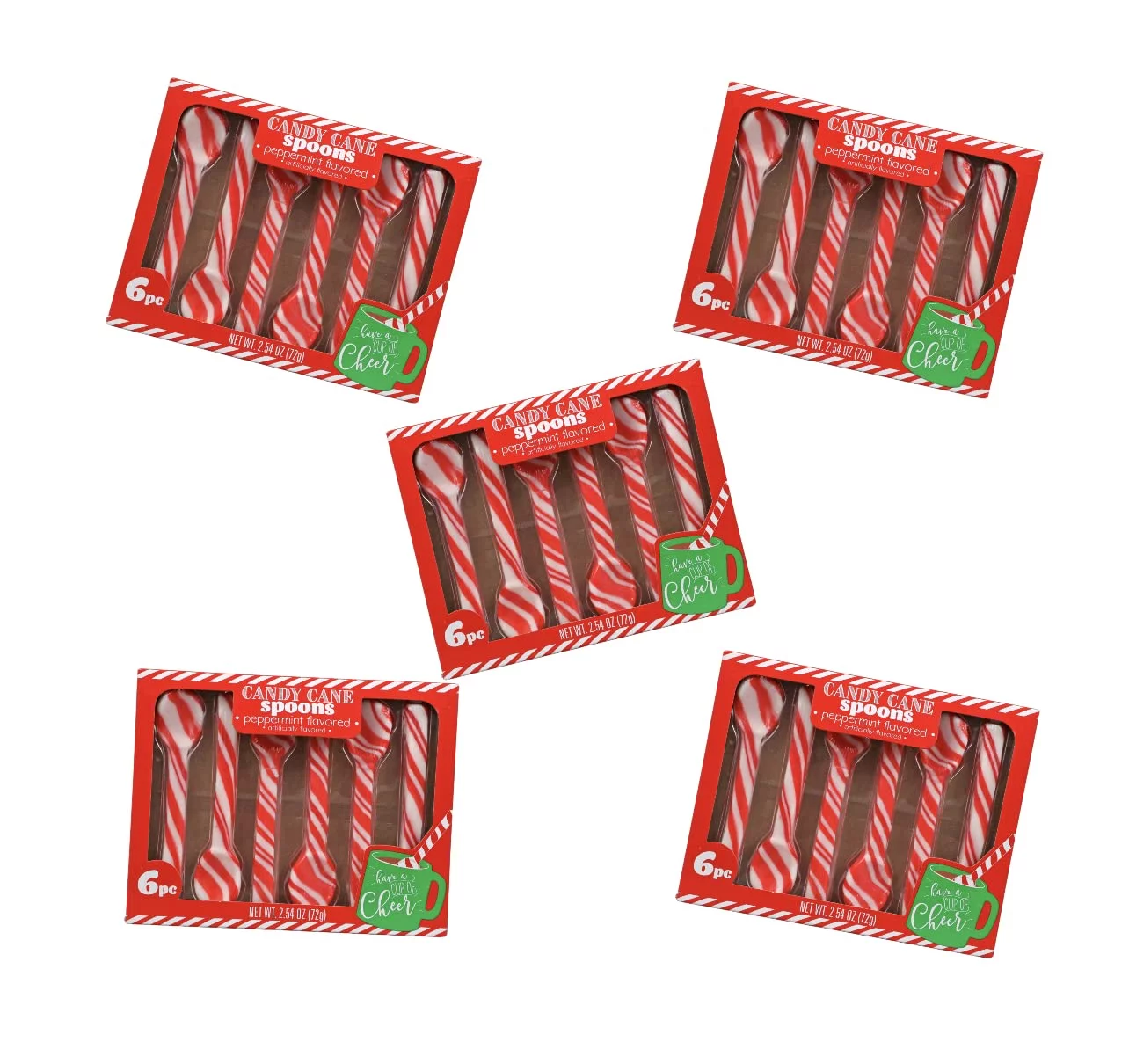 Candyrific | (Edible Spoons) |Candy Canes Peppermint Spoons | Best Stirring Hot Chocolate Cocoa Tea Coffee | Christmas Stocking Stuffers | 5 Pack - Free Sameday Shippers Fun Sticker