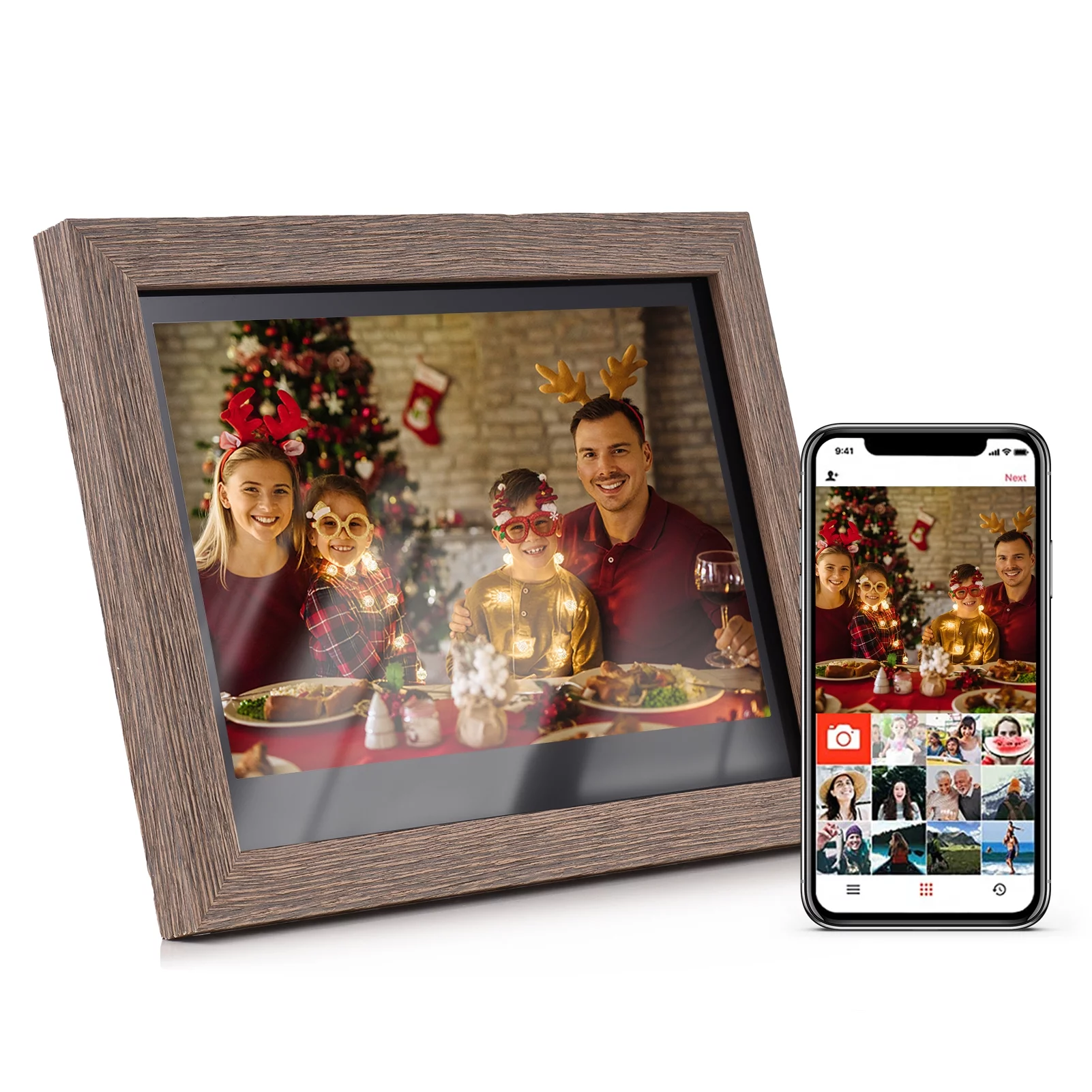 Andoer 10.1 Inch WiFi Digital Photo Frame Cloud Digital Picture Frame 1280*800 IPS Screen Touch Control 16GB Storage Auto Rotation Share Photos via APP with Backside Stand
