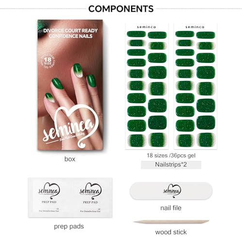 Semi Cured Gel Nail Strips-Easy Apply Christmas Gel Nail Stickers Holiday Semi Cured Manicure Strips with Sparkling Xmas Designs (Classic Yule)