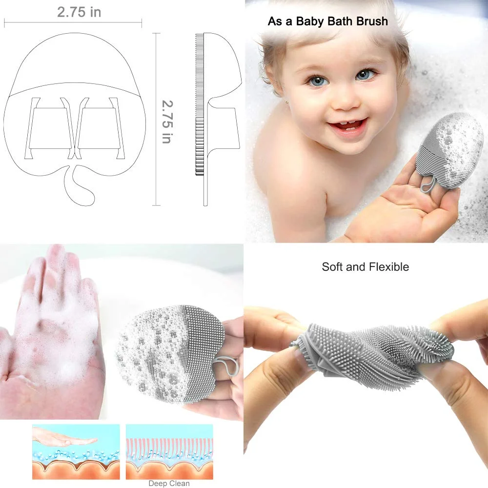 Food-grade Silicone Face Brush Manual Facial Cleansing Scrubber Pad, with Soft Body Brush Gentle Exfoliating Shower Glove