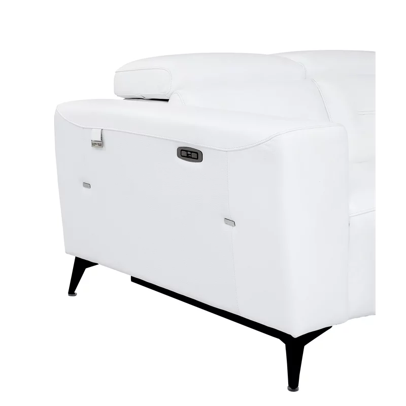 Titan Furnishings Italian Leather Sofa with Power Recliner in White
