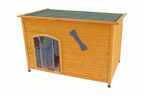 Wooden Doghouse for Small, Medium, Large Dogs, Waterproof, Outdoor/Indoor Kennel,Puppy Shelter with Elevated Floor (Natural, M)