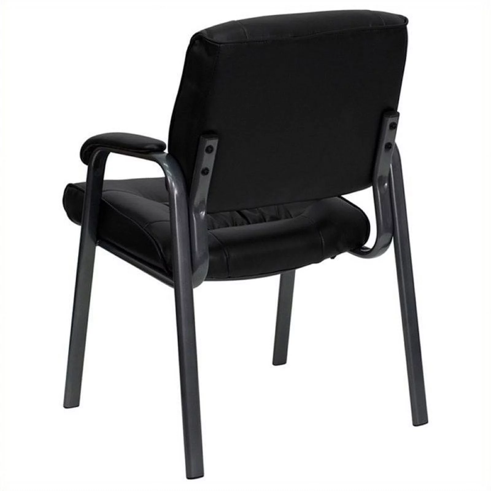 Scranton & Co Leather Guest Chair with Titanium Frame in Black