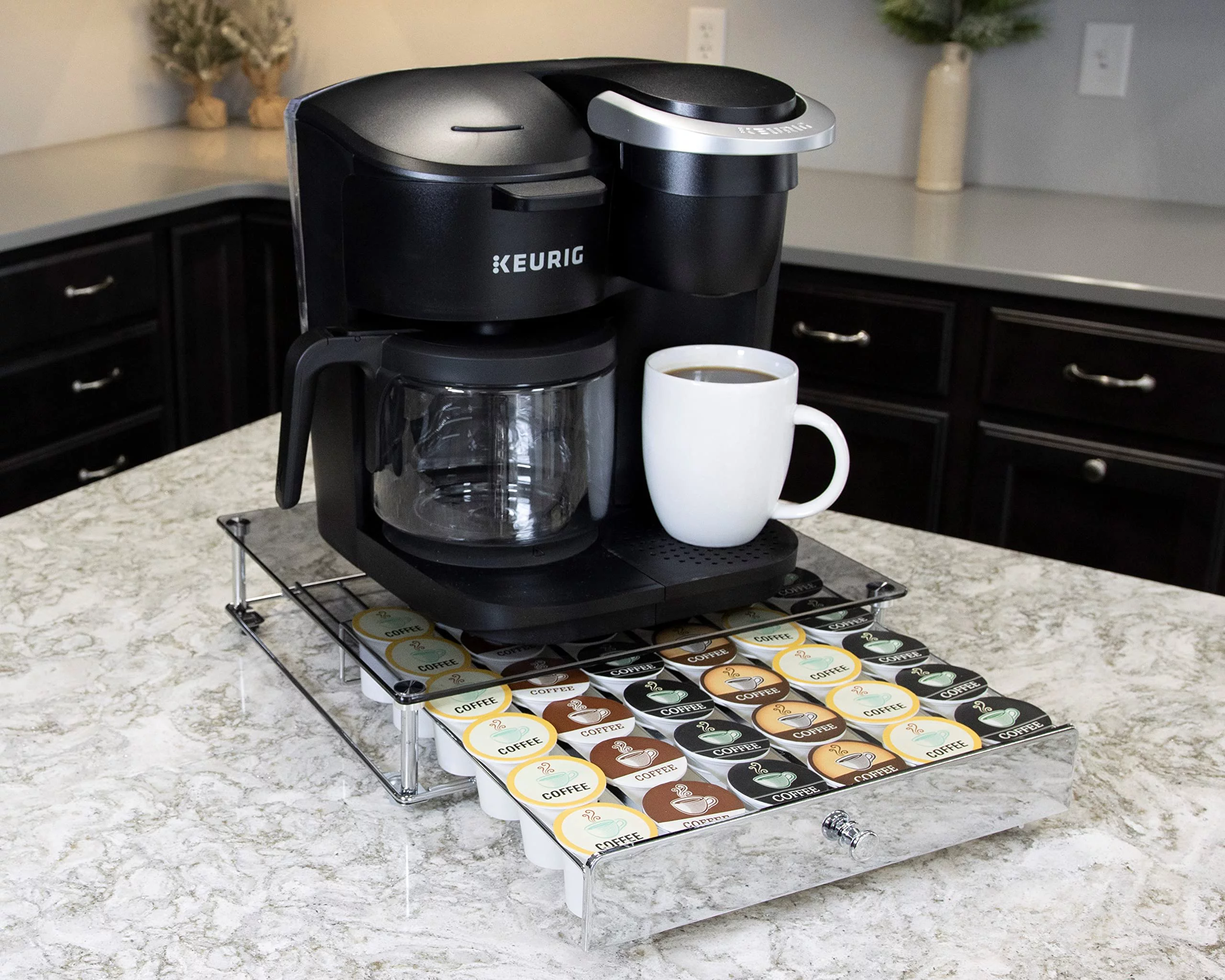 Nifty Keurig Approved Glass Top Rolling Drawer