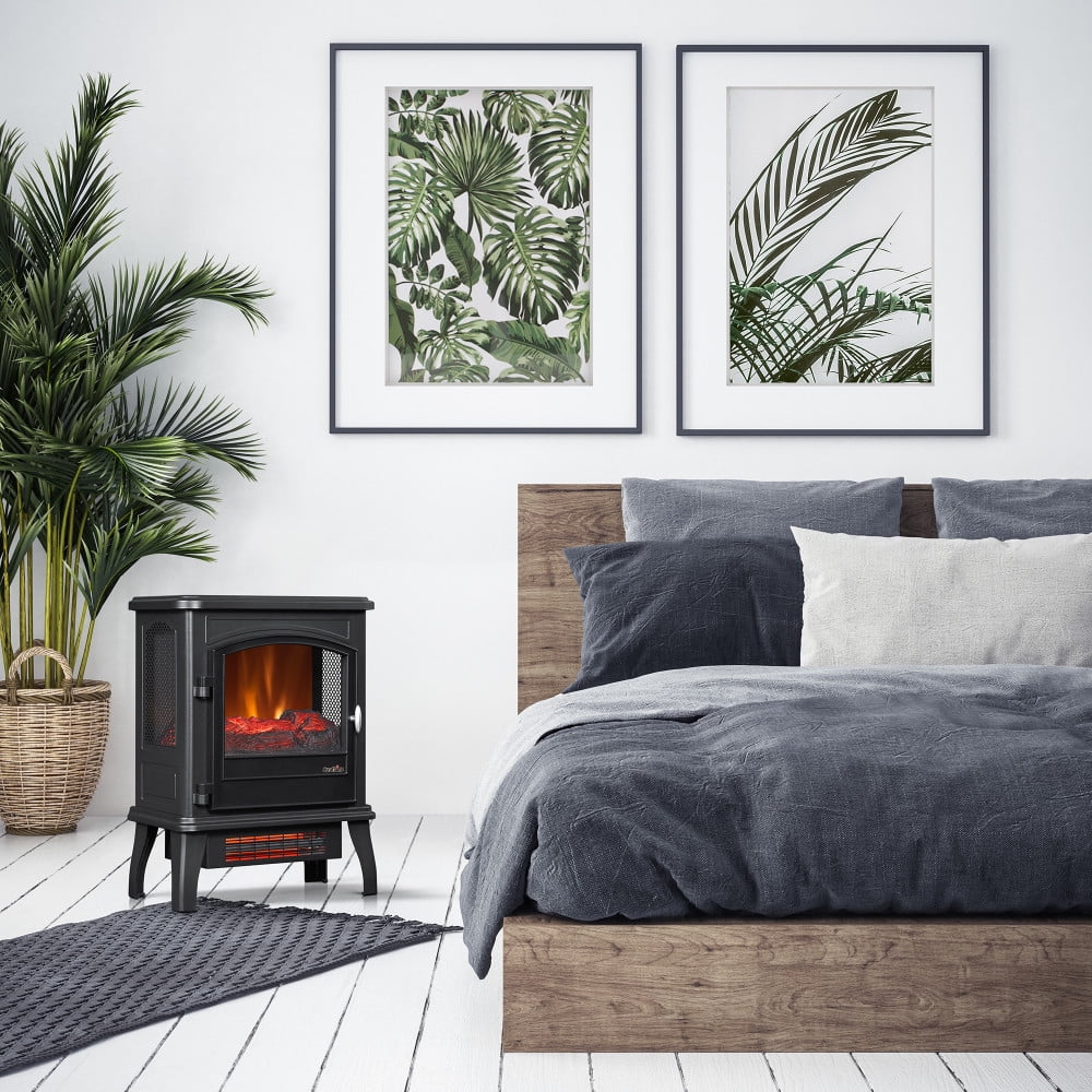 Duraflame 1,000 sq ft Infrared Quartz Electric Fireplace Stove Heater, Black