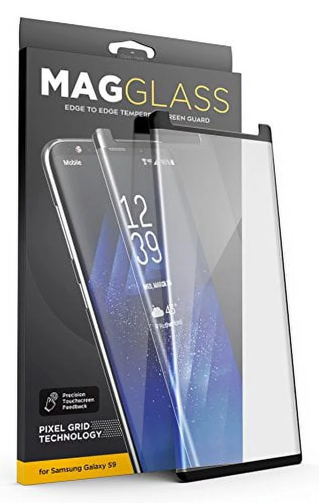 [Case Compatible] Galaxy S9 Tempered Glass Screen Protector, MagGlass (XT90 Scratchproof/Shatterproof) Reinforced Screen Guard w/Pixel Grid Technology (Includes Precision applicator)