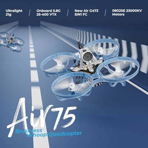 BETAFPV Air75 Brushless Whoop Quadcopter, Ultralight 1S 75mm Micro Whoop Drone with C03 FPV Camera, G473 5IN1 Air Flight Controller ELRS Receiver 0802SE 23000KV Motors for FPV Racing Freestyle