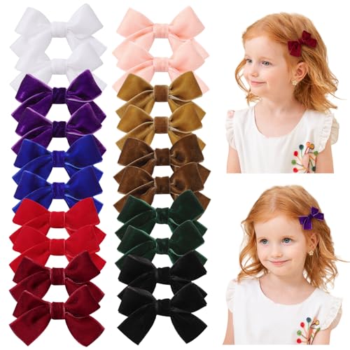 jollybows 20pcs 2inch Velvet Baby Hair Clips Handmade Christmas Hair Bows for Girls Alligator Clips Hair Accessories for Infants Toddlers Kids Teens