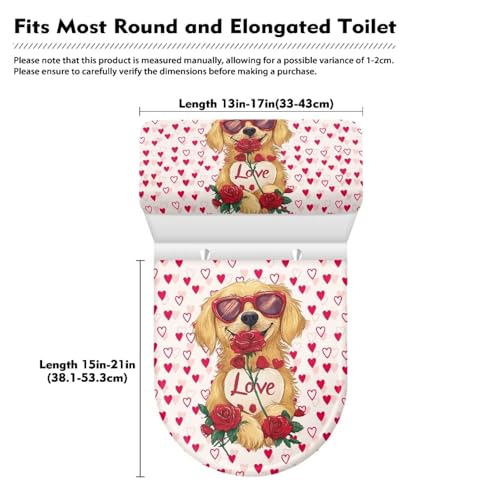 Christmas Bow Bell Toilet Tank Lid Cover and Toilet Seat Lid Cover 2 Pcs Set Toilets Covers with Elastic Cloth Fits Most Toilets Tanks & Lids
