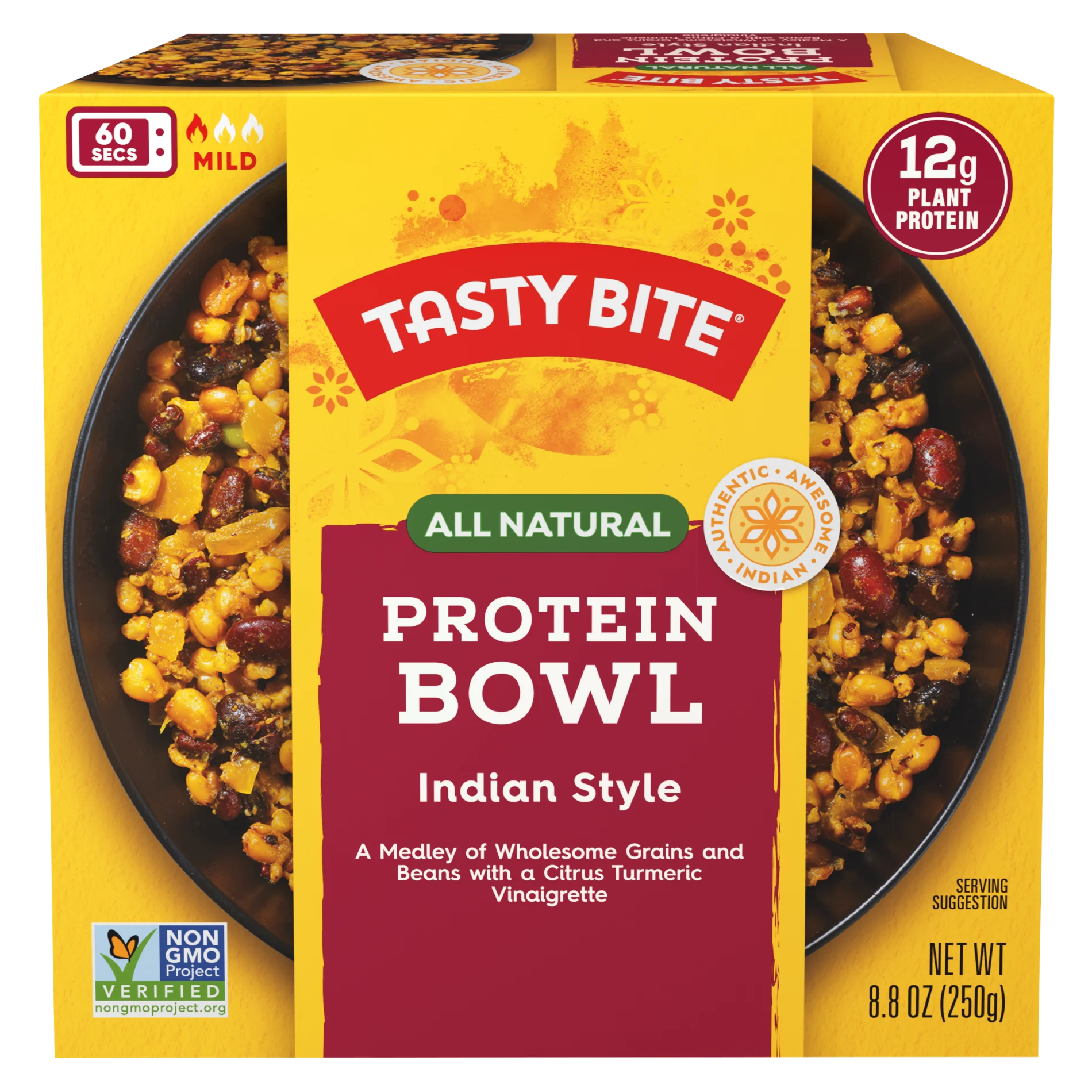 (4 pack) Tasty Bite All Natural Indian Plant Based Protein Bowl, Shelf Stable, 8.8 oz