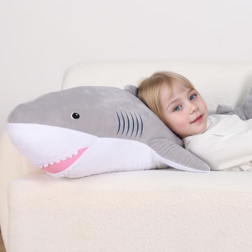 40 Inch Giant Shark Stuffed Animal Large Soft Body Plushies,Cute Big Shark Doll Pillow Plush Toy,Gift for Boy Girl Kids Birthday Valentines