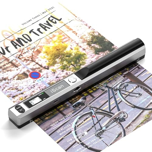 Portable Scanner, Wireless Fast A4 Document Scanner, 900DPI Flat Scanning Wand for A4 Document Book Old Picture Upload to Laptop PC via USB Cable, 16GB Card, No Driver