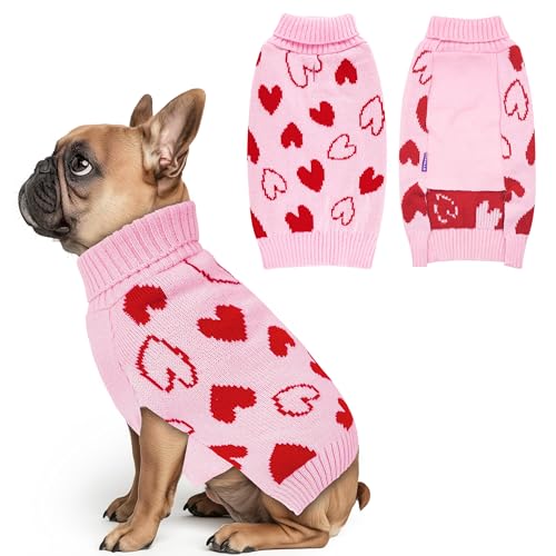 cyeollo Dog Sweater Dog Christmas Sweaters Turtleneck Glitter Holiday Doggie Clothes for Cold Weather Winter Pet Outfits for Dogs