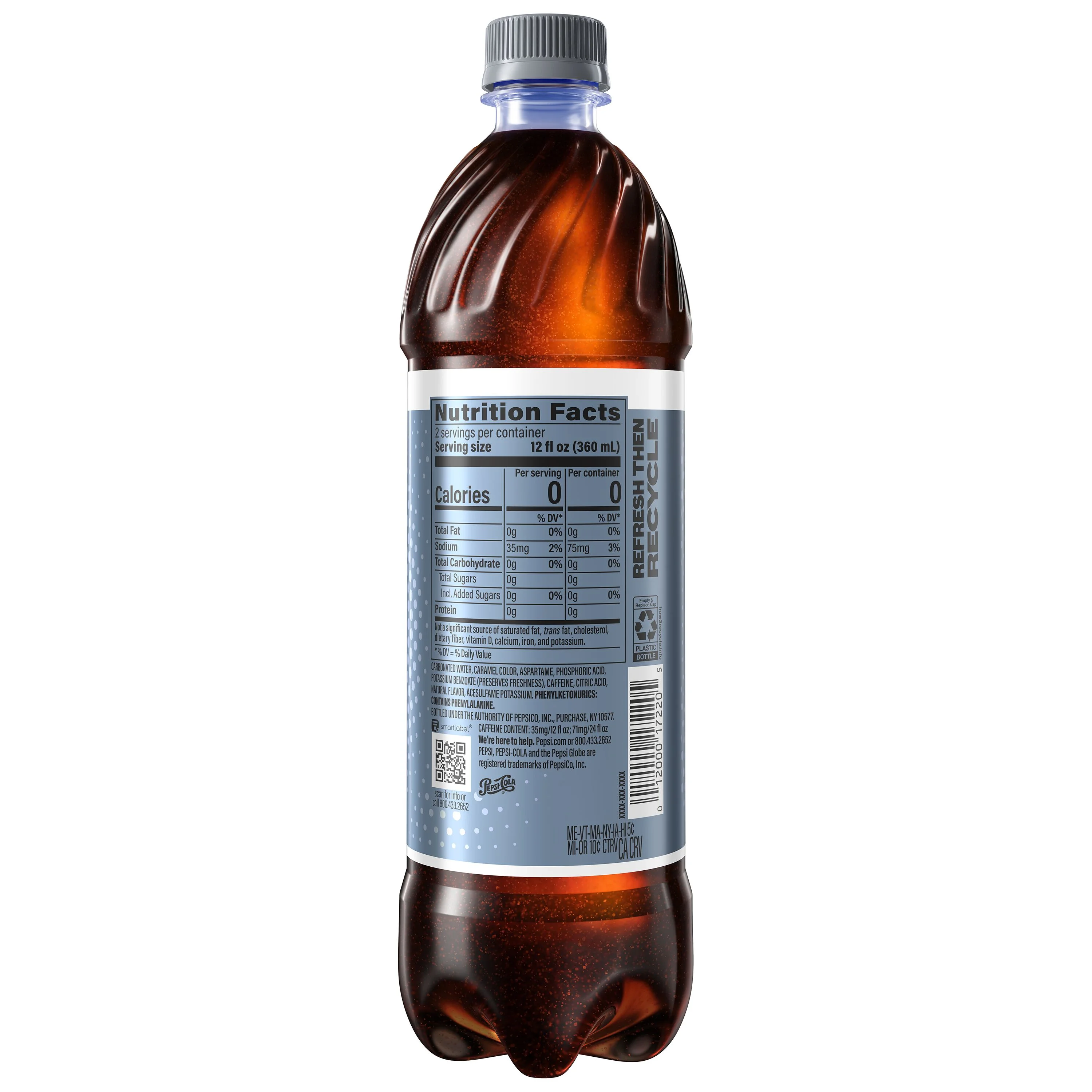 Diet Pepsi Cola Soda Pop, 24 fl oz, 6 Pack Bottles