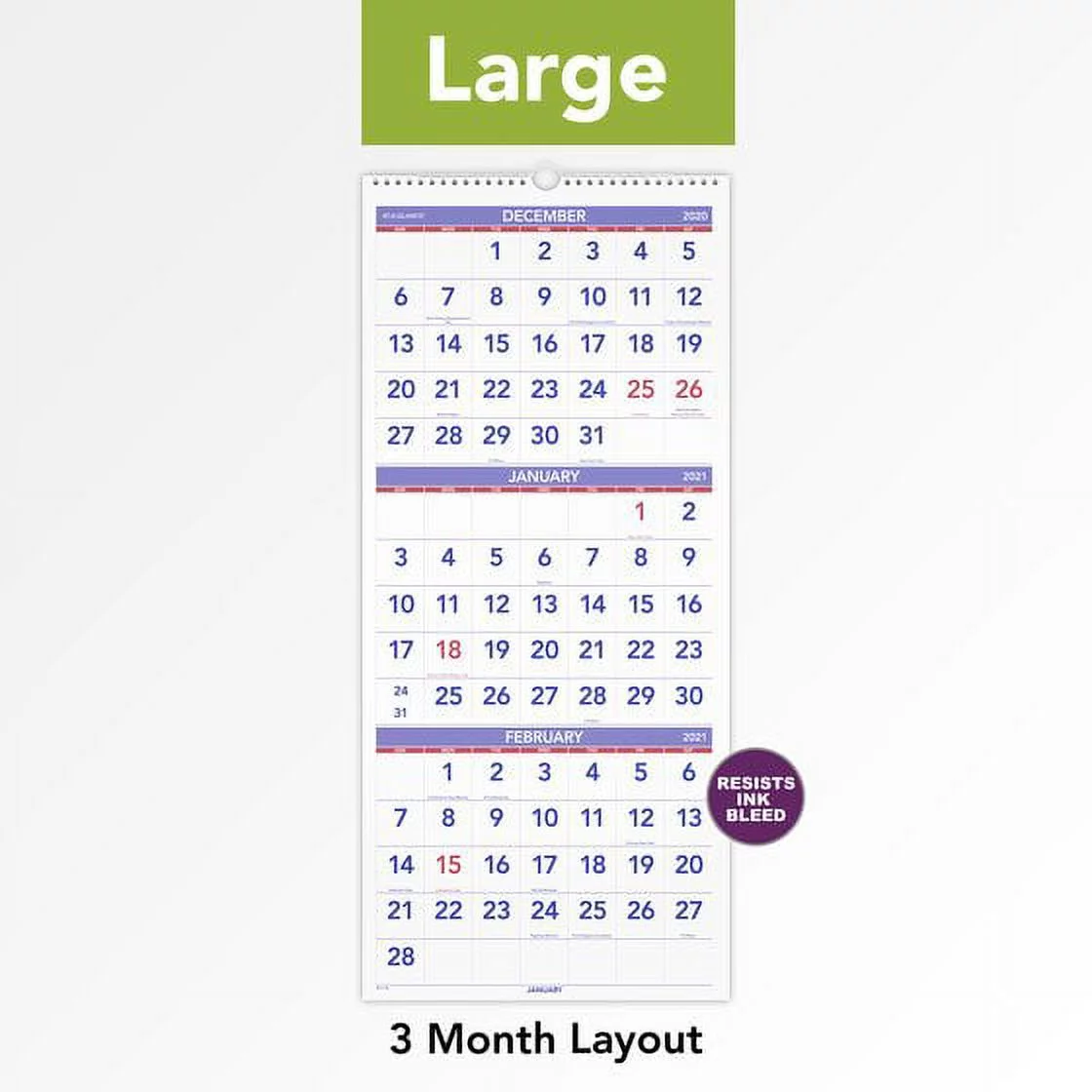 AT-A-GLANCE 3-Month Reference 14-Month Vertical Wall Calendar, 12