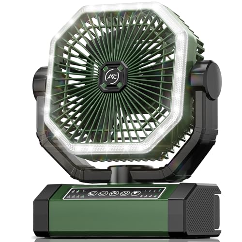 Portable Fan 24000mAh Battery Powered with Remote & LED, 4 Speed Strong Airflow, Desk/Camping/Outdoor/Gym Fan for Office Travel Treadmill Camping Gear