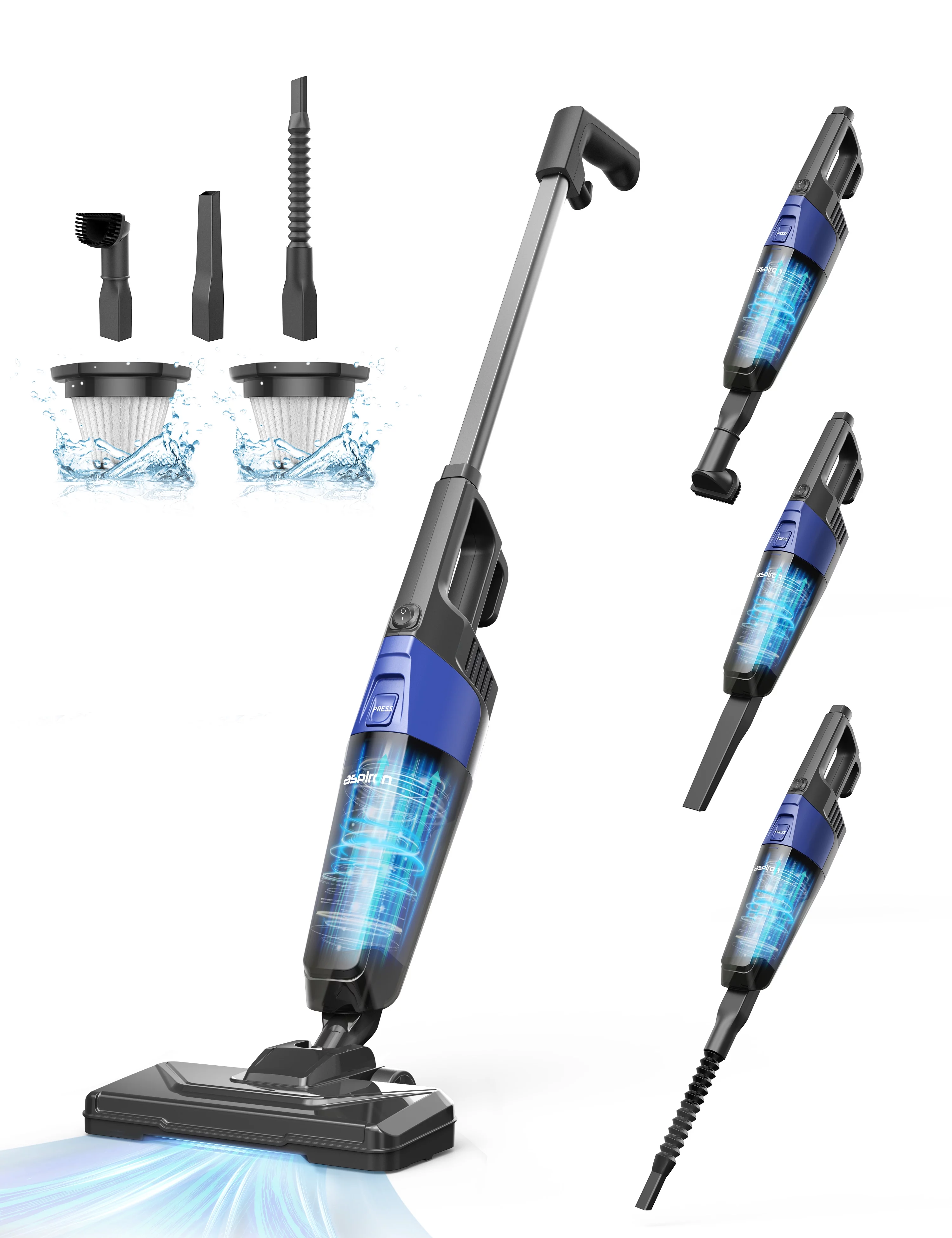 Aspiron 5-in-1 Lightweight Corded Upright and Handheld Multi-Surface Vacuum, 32ft Cable, New