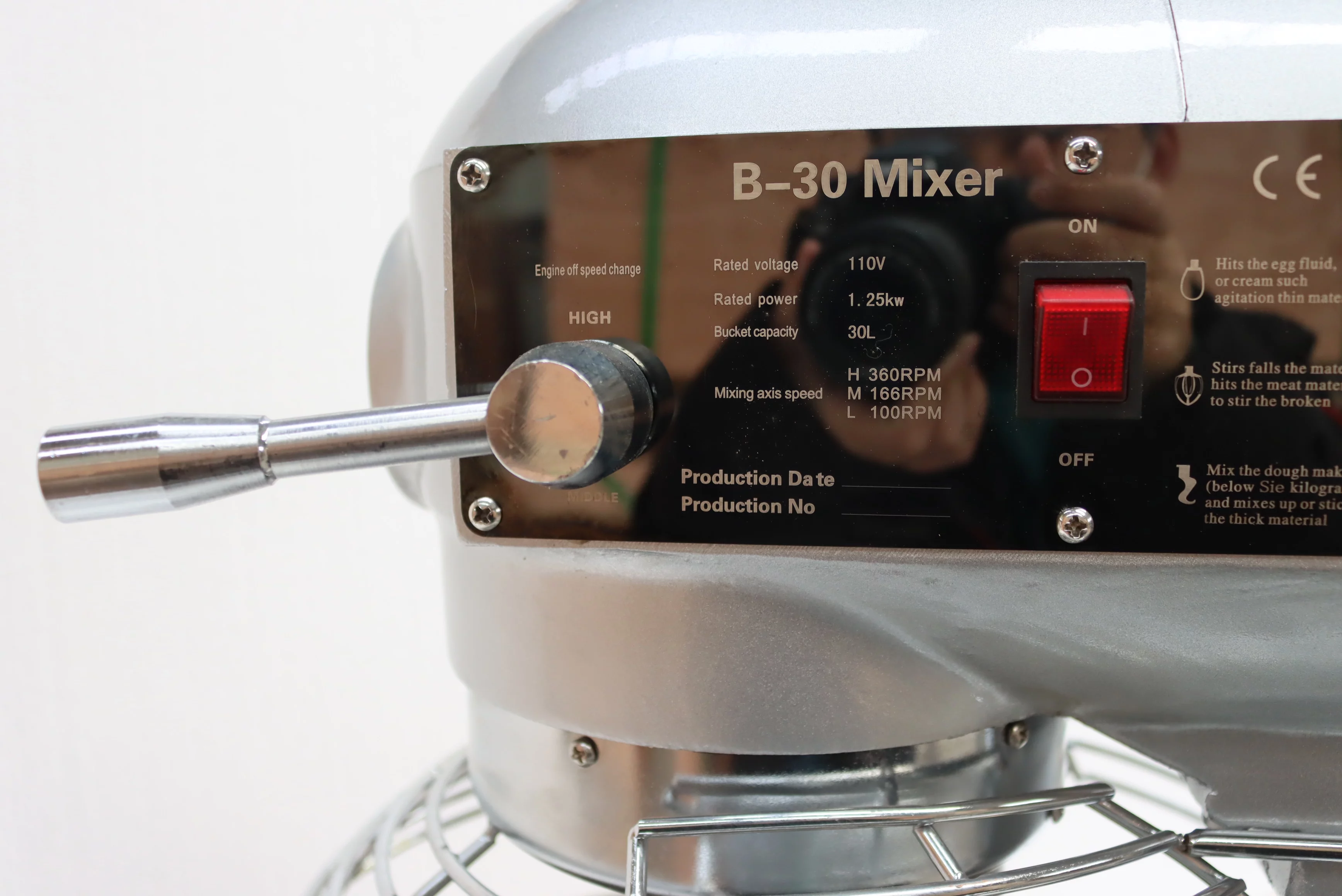 PreAsion 30L Electric Dough Mixer Food Blender 3 Speed Flour Mixer with 3 Stainless Steel Beater