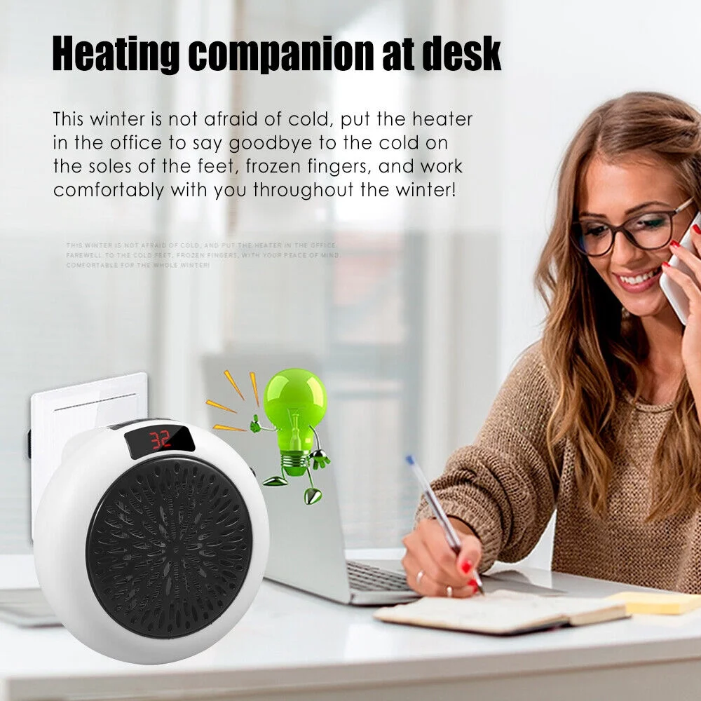 JahyElec  900W White Digital Thermostat Plug in Electric Heater Fan Remote Timer Warm up any room safely and effectively