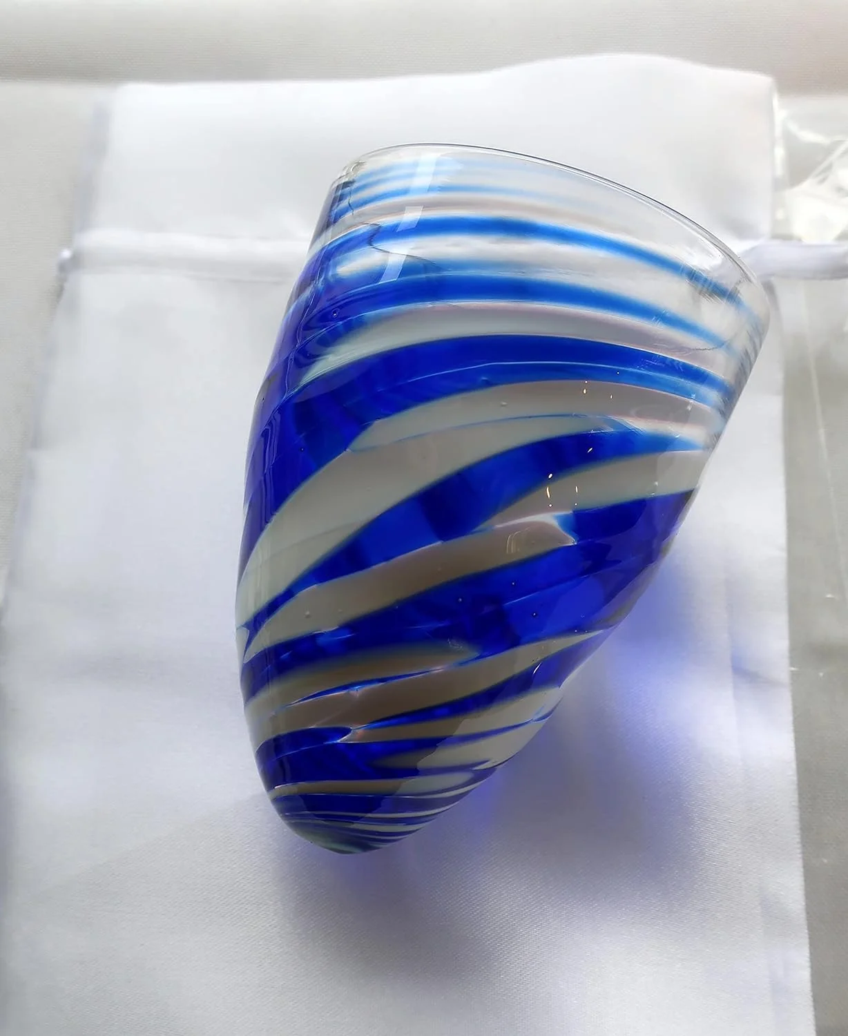 Jewish Wedding Glass To Break - Cobalt White (Faux Suede Mazal Tov Glass)