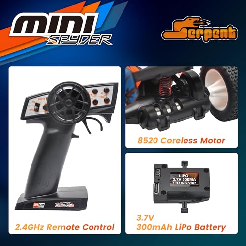 Serpent 1:24 Mini RC Car RTR with Gyro, 1/24 Scale 2.4GHz Off-Road RC Car, All Terrain Off-Road Buggy, High Performance RC with 1 Battery 1 USB Data Cable