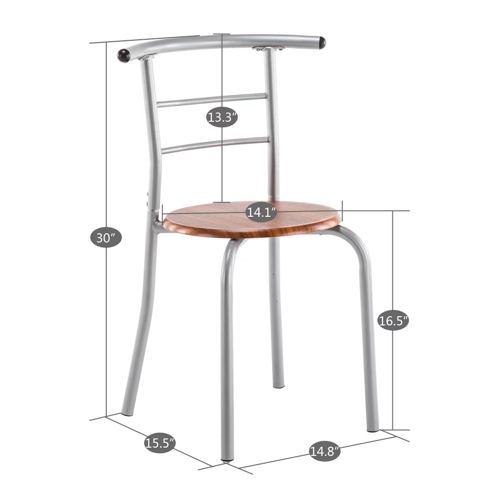 3PCS Dining Table Set 2 Chairs Wood Metal Kitchen Breakfast Living Room Furniture