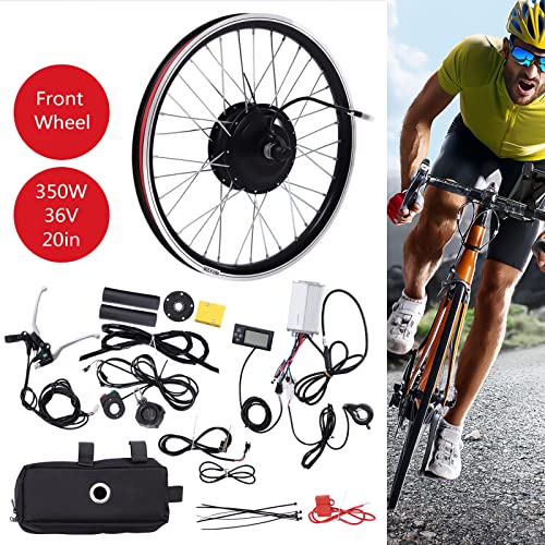 20Inch Electric Bike Conversion Kit, 36V 350W E-Bike Front Wheel Motor, 5-Speed Front Wheel Electric Bike Conversion kit, Bicycle Controller with LCD Display Controller Brake, Rated Speed 300RPM