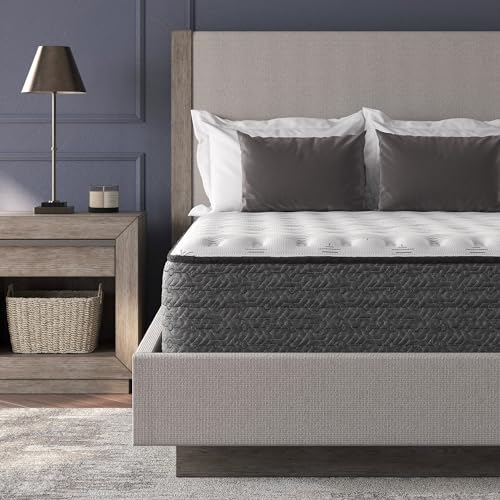 Signature Design by Ashley King Size Chime 12 Inch Medium Firm Hybrid Mattress with Cooling Gel Memory Foam for Pressure Relief