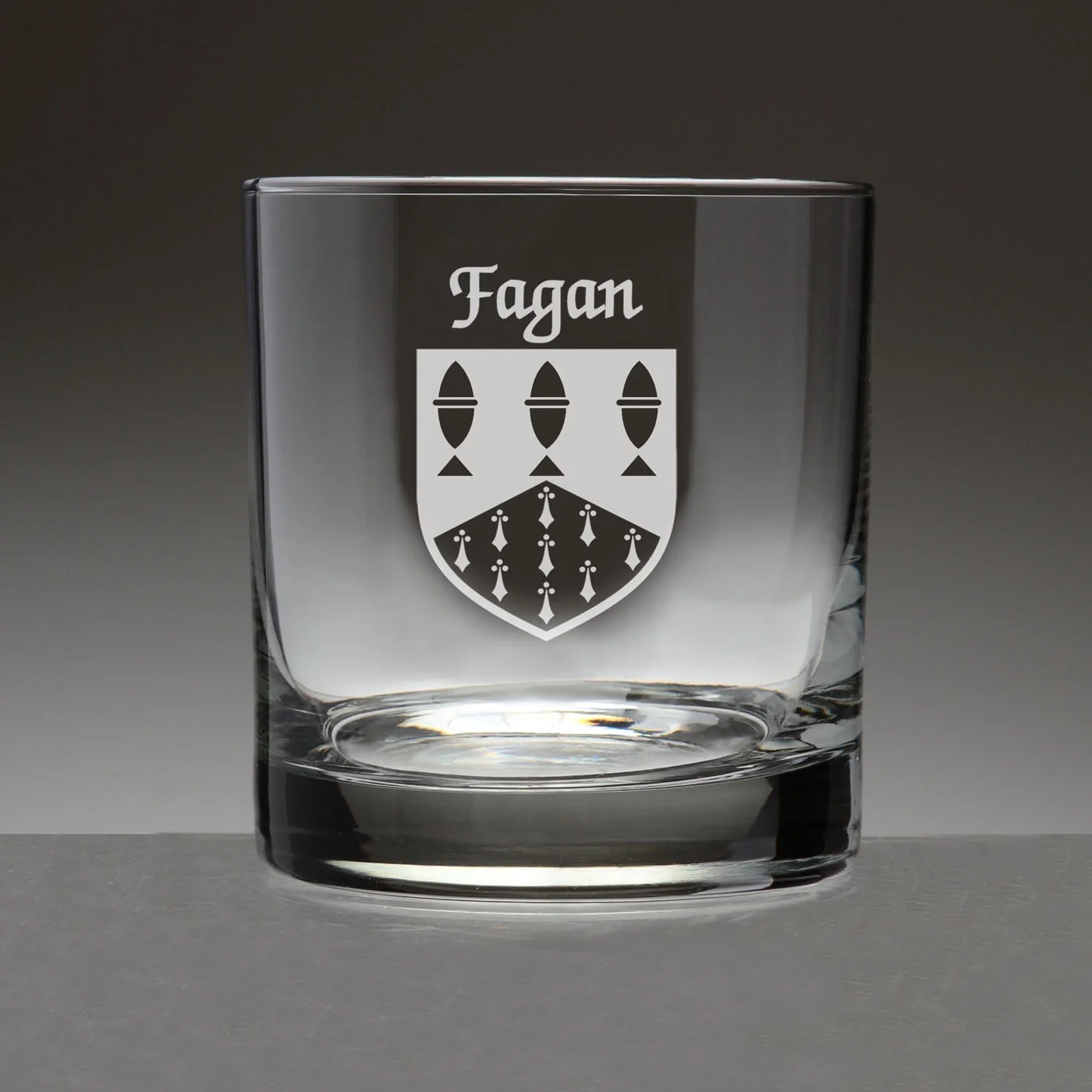 Fagan Irish Coat of Arms Tumbler Glasses - Set of 4 (Sand Etched)