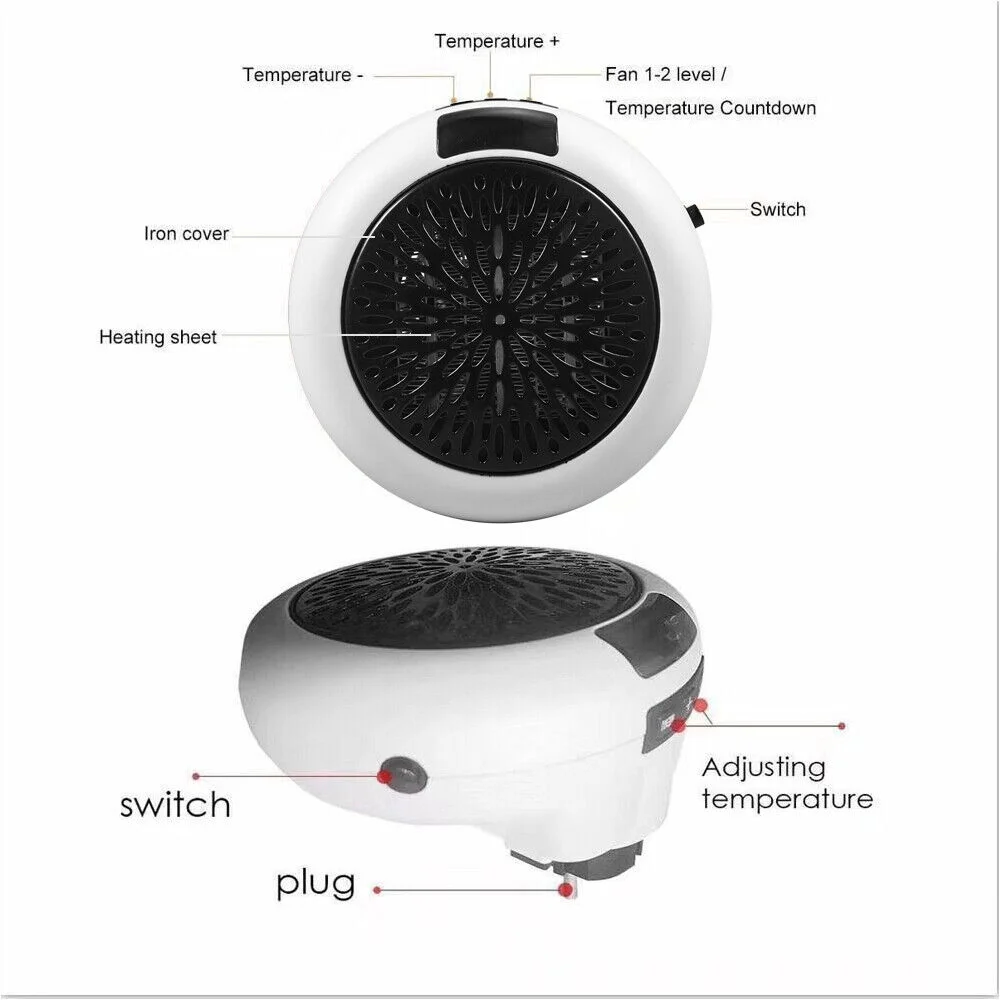 JahyElec  900W White Digital Thermostat Plug in Electric Heater Fan Remote Timer Warm up any room safely and effectively