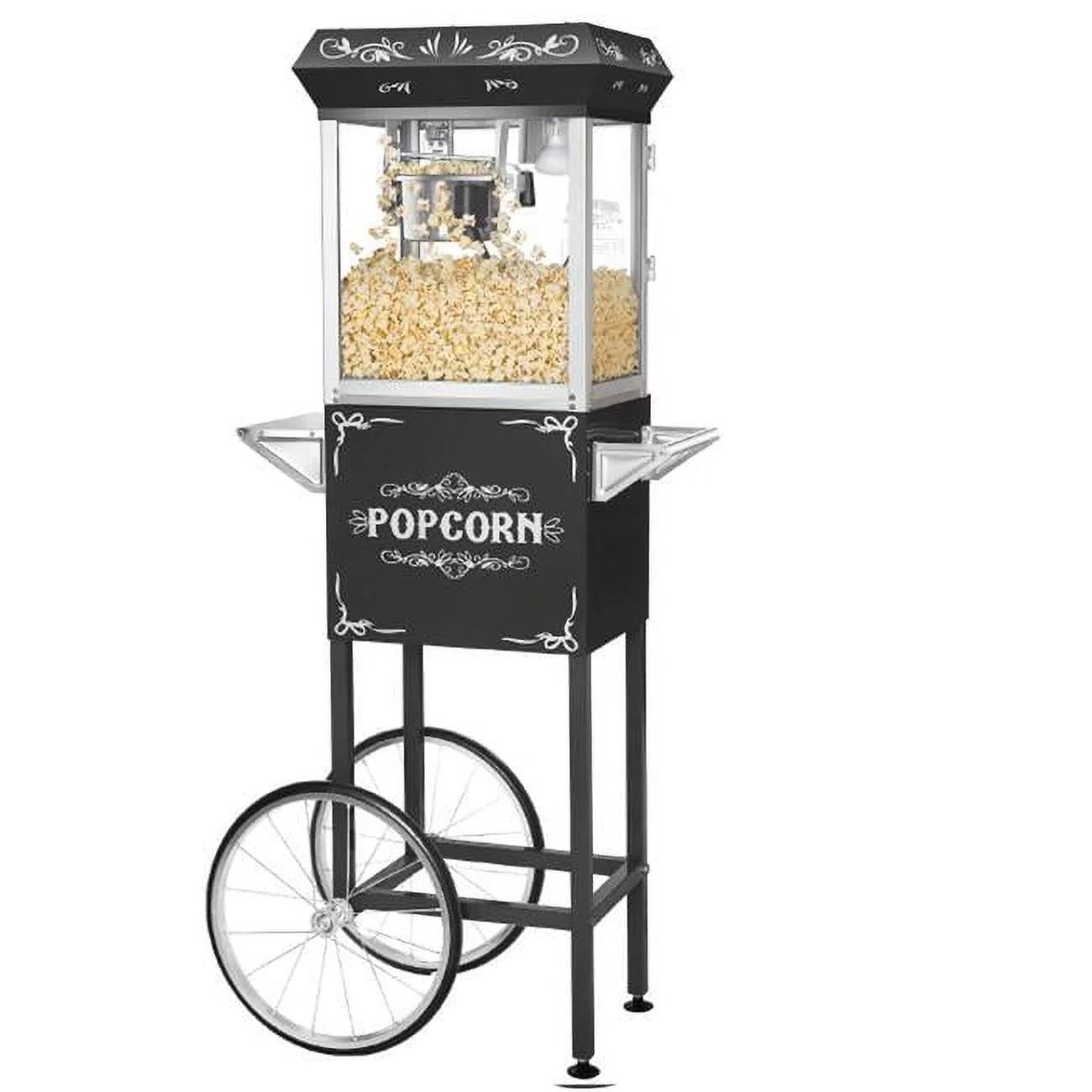 Great Northern Popcorn  6116 Black Foundation Popcorn Popper Machine Cart - 6 oz