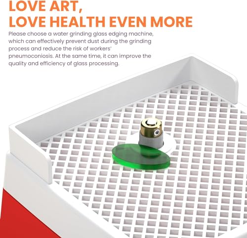 65W Stained Glass Grinder Machine, 110V Portable Mini Electric Glass Sander, Glass Art Grinding Machine with Grinder Bit for Glass Ceramic Processing Art Decoration (Red), SGM074