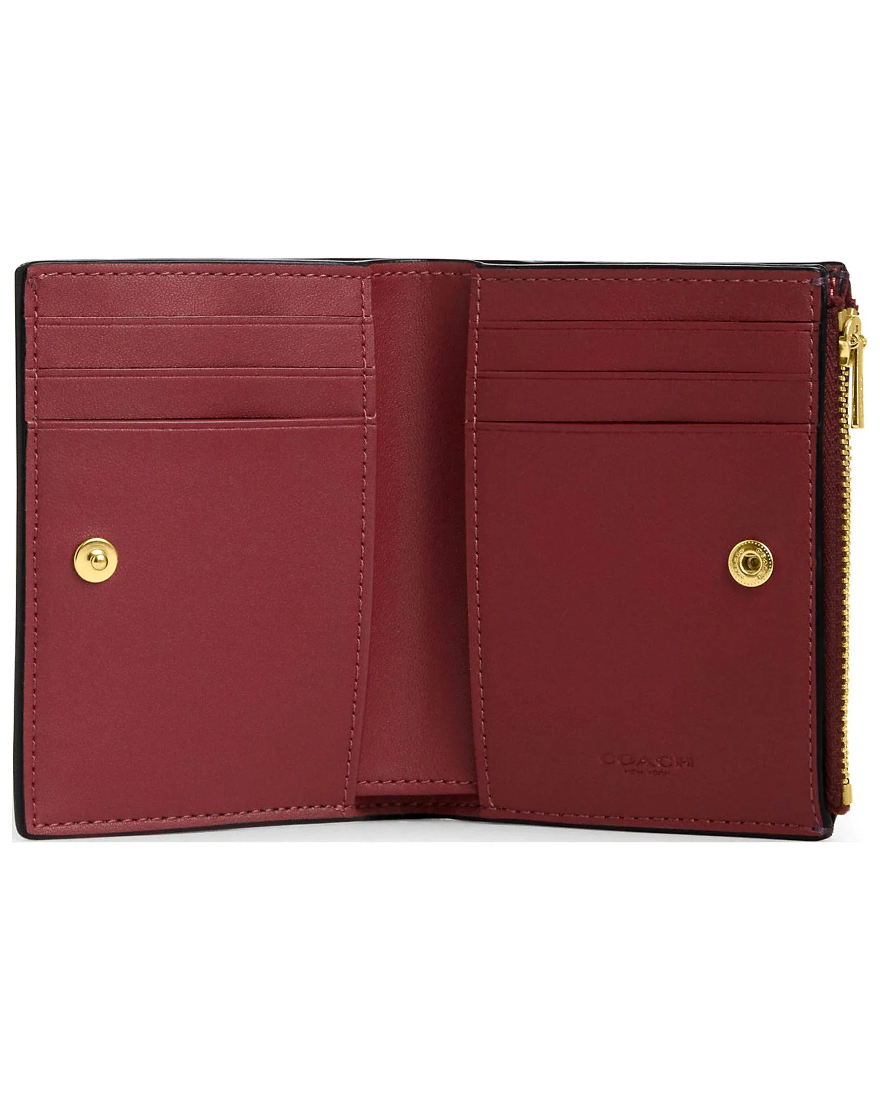 Coach Women's Bifold Wallet With Country Floral Print (Deep Berry Multi)