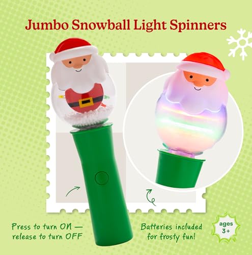 Jumbo Snowball Light Up Christmas Spinners LED Spinning Wand Toy, Sensory, Stocking Stuffer, Party Favor for Kids & Adults (Snowman)