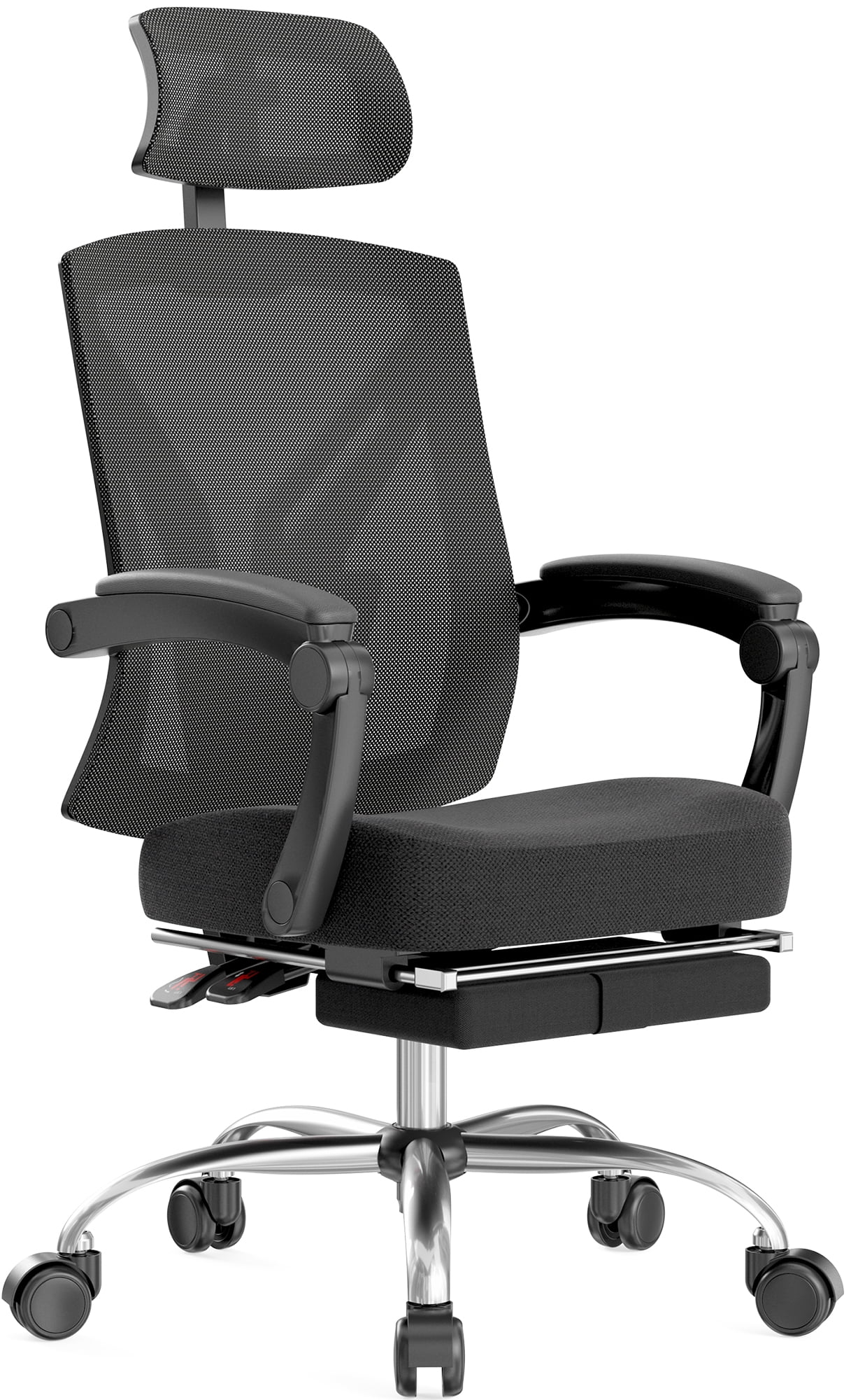Hbada Ergonomic Office Recliner Chair - High-Back Desk Chair Racing Style with Lumbar Support - Height Adjustable Seat, Headrest- Breathable Mesh Back - Soft Foam Seat Cushion with Footrest, Black