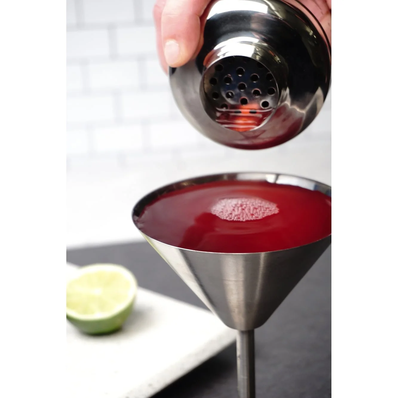 Silver Stainless Steel Martini Glass (Set of 2) 6 Oz 4.5 x 7