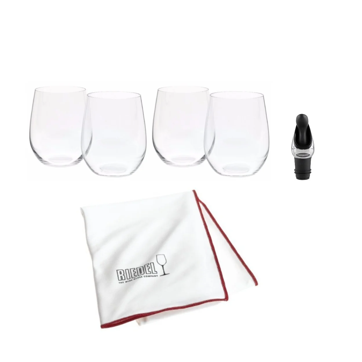 Riedel O Chardonnay/Viognier Wine Tumblers (Set of 4) with Wine Pourer Bundle