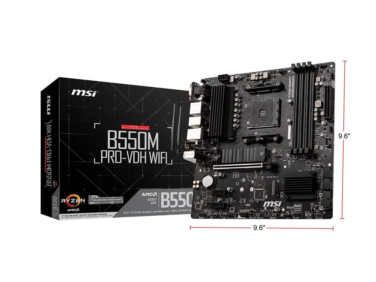 MSI PRO B550M PRO-VDH WIFI AM4 AMD B550 SATA 6Gb/s USB 3.0 Micro ATX AMD Motherboard