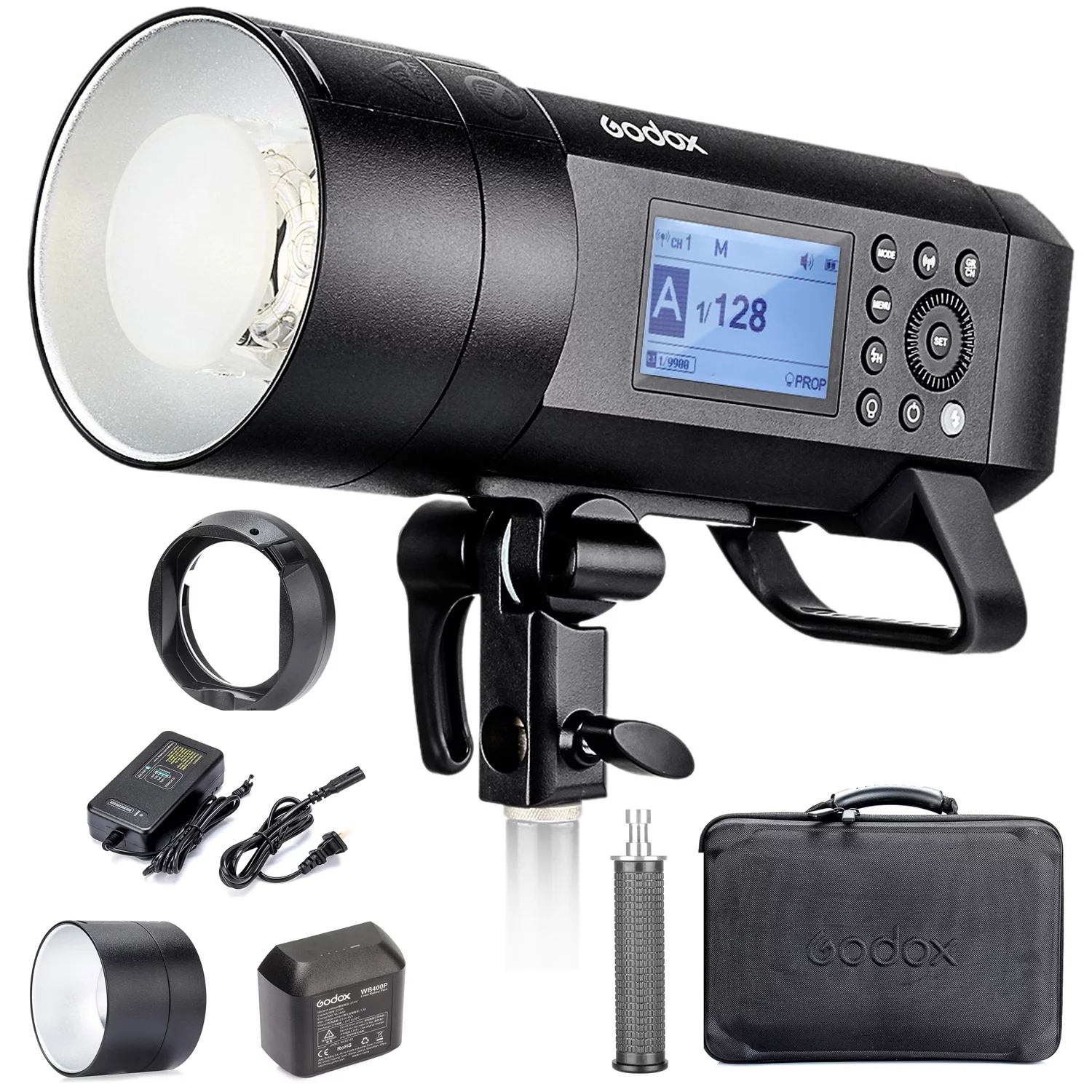 Godox AD400 Pro 400W TTL Flash w/Godox 60cm Softbox GN72 2.4G 1/8000 HSS 390 Full Power Flashes 0.01-0.9s Recycle Time w/30W Modeling Light for Sony Canon Nikon Fujifilm Fuji Olympus Pentax, etc