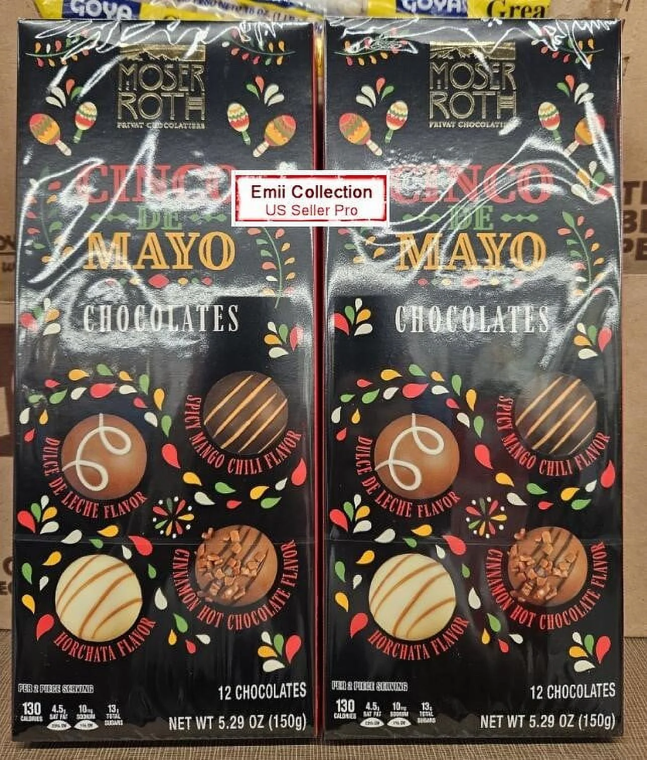Moser Roth Cingo De Mayo 12 Chocolates Truffles 5.29oz 150g (2 Boxes)