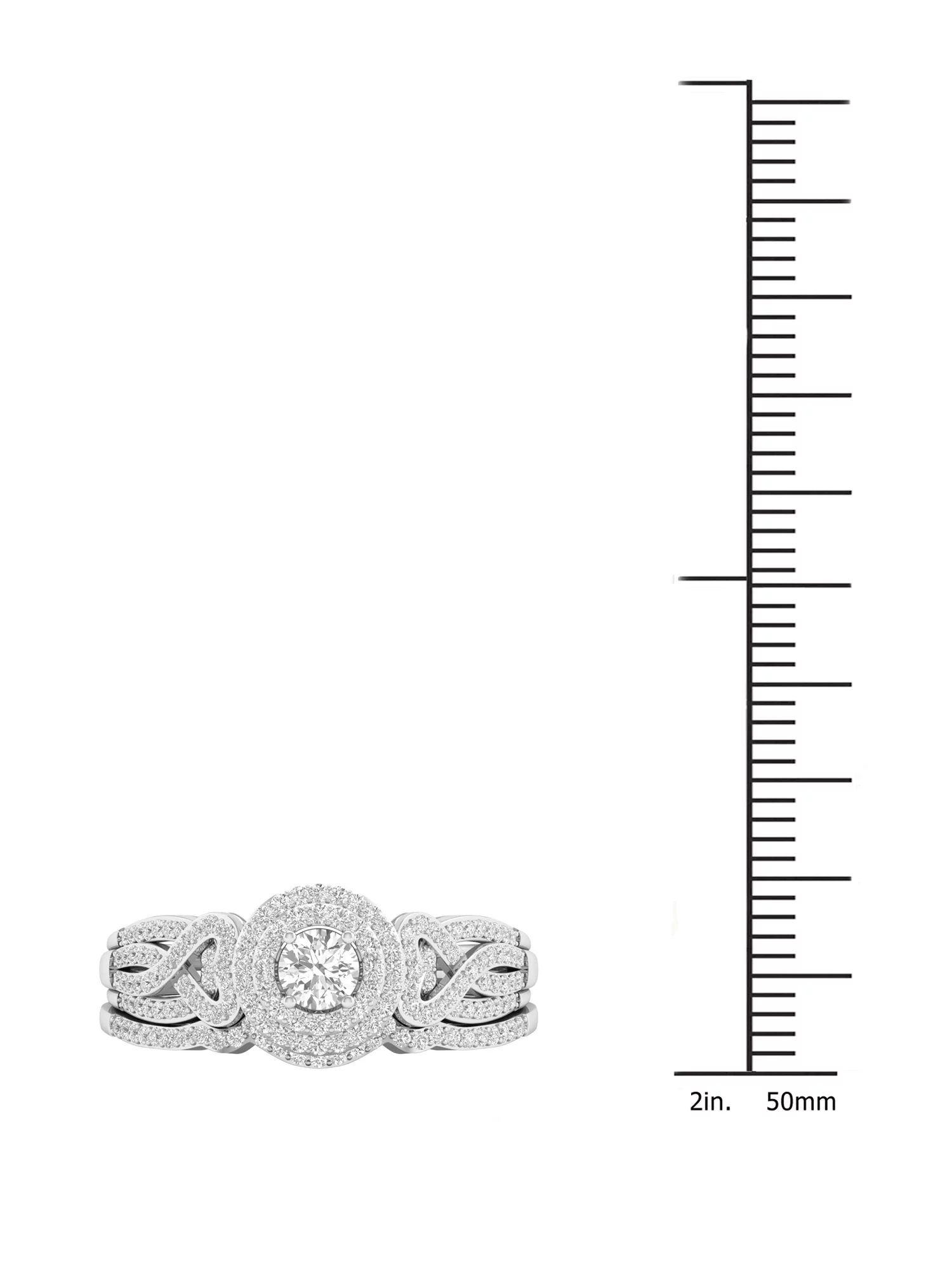 Imperial 1/2Ct TDW Diamond 10k White Gold Double Halo Bridal Set (H-I, I2)